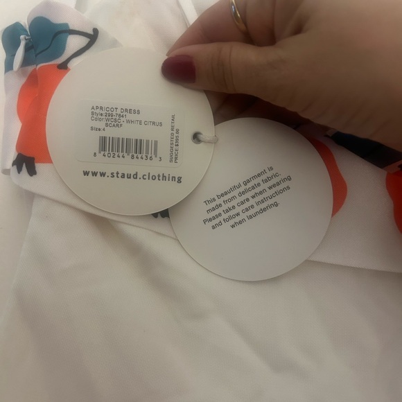 STAUD Apricot Dress White and Orange Zebra Print - Picture 6 of 6